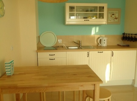  Apartament Lazurowy widok na kuchnię