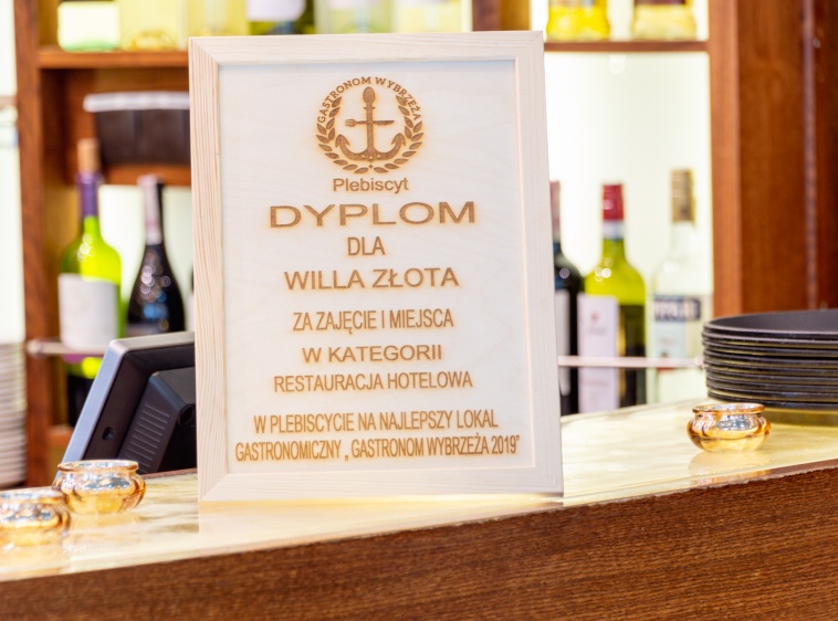 Willa Złota I nagroda za najlepszą restaurację hotelową na Pomorzu